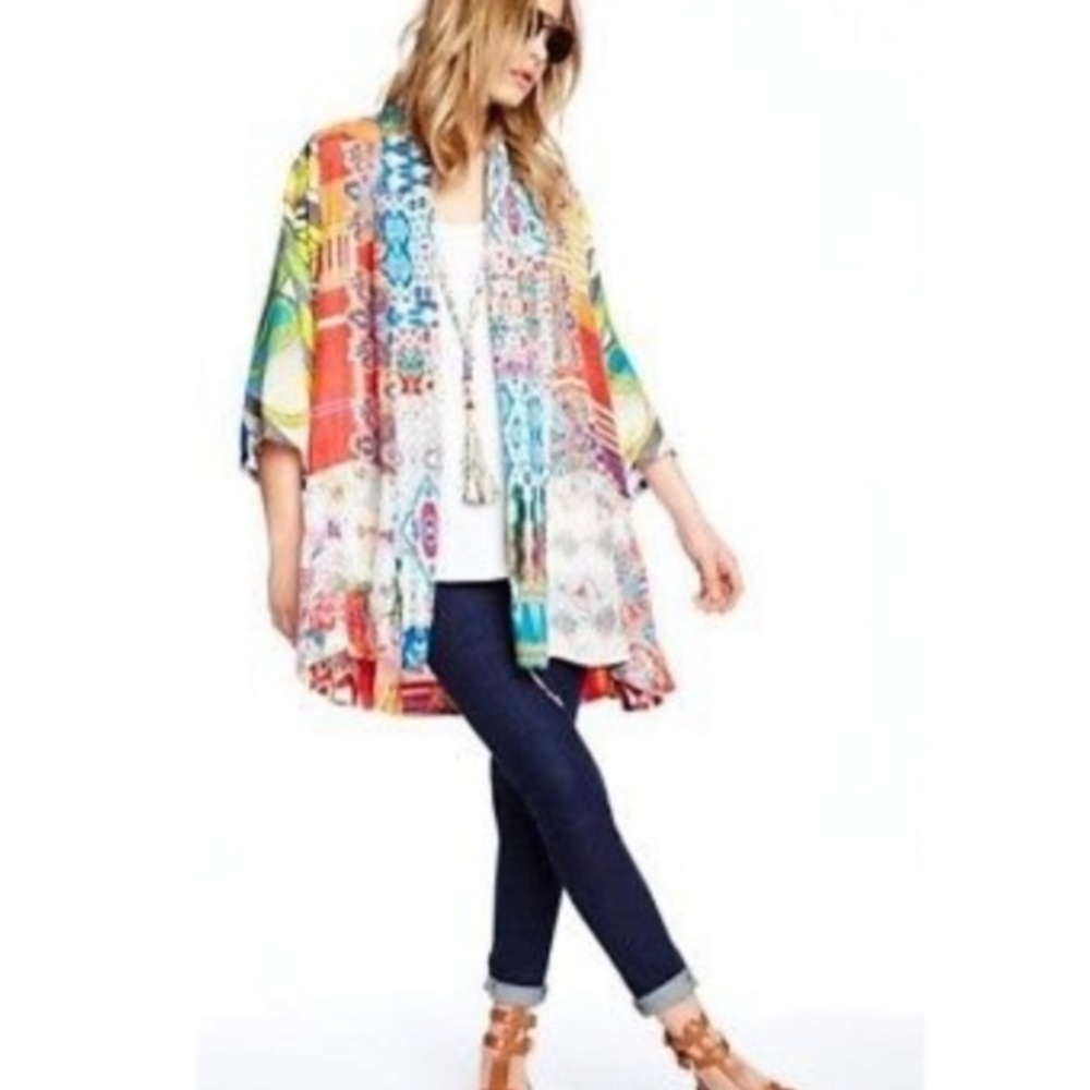 Johnny Was Mixed Print Silk Kimono | XL - Picture 4 of 10